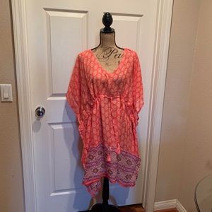 Coral print swim suit cover up